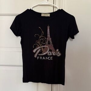 Black Bedazzled Eiffel Tower Shirt